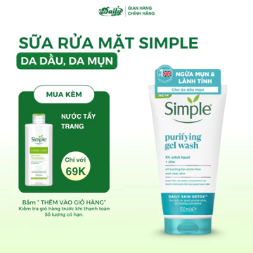 Sữa rửa mặt Simple giúp kiềm dầu, ngăn ngừa mụn, thông thoáng lỗ chân lông, dành cho da dầu mụn