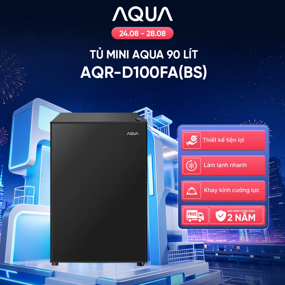 [SẢN PHẨM MỚI] Tủ lạnh mini Aqua 90 lít AQR-D100FA(BS) - Freeship toàn quốc - Bảo hành tận nhà