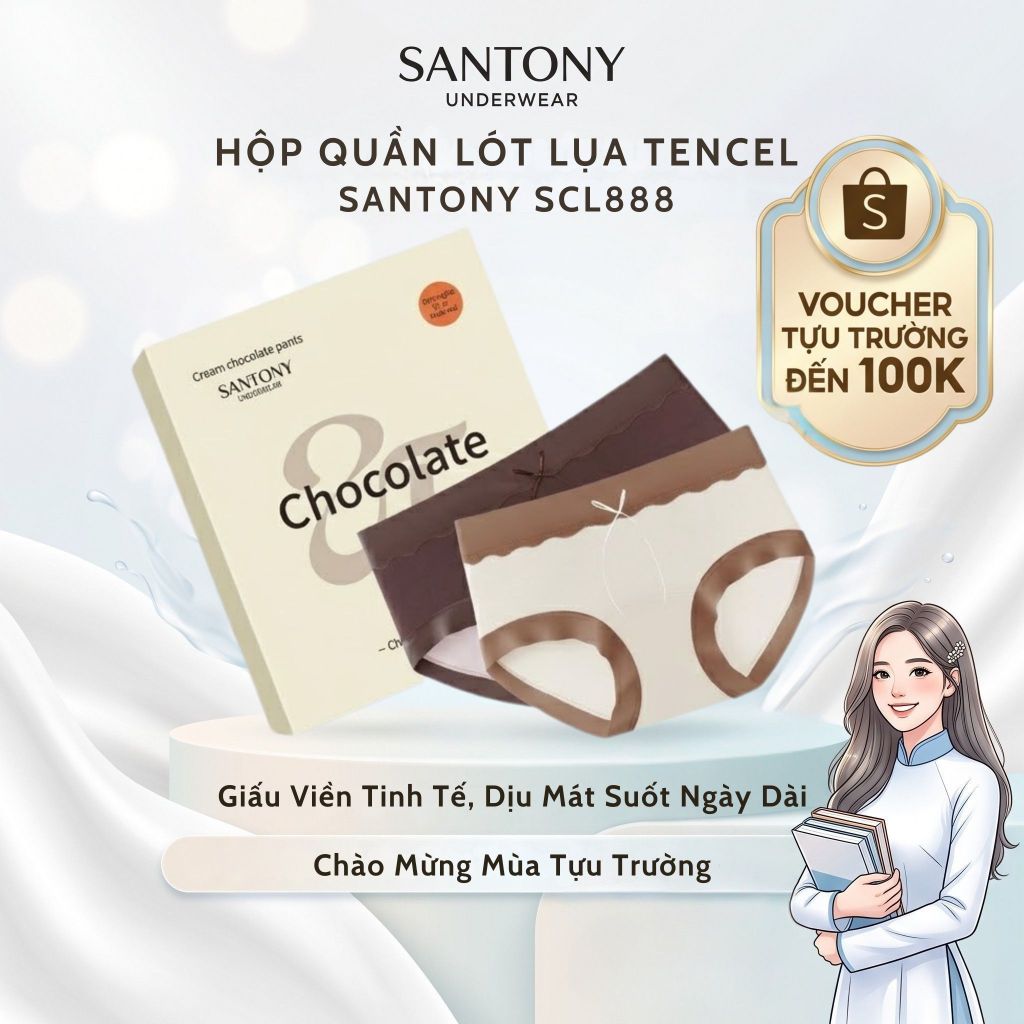 Hộp Quần Lót Lụa Tencel Santony SCL888 - Giấu Viền Tinh Tế, Dịu Mát Suốt Ngày Dài