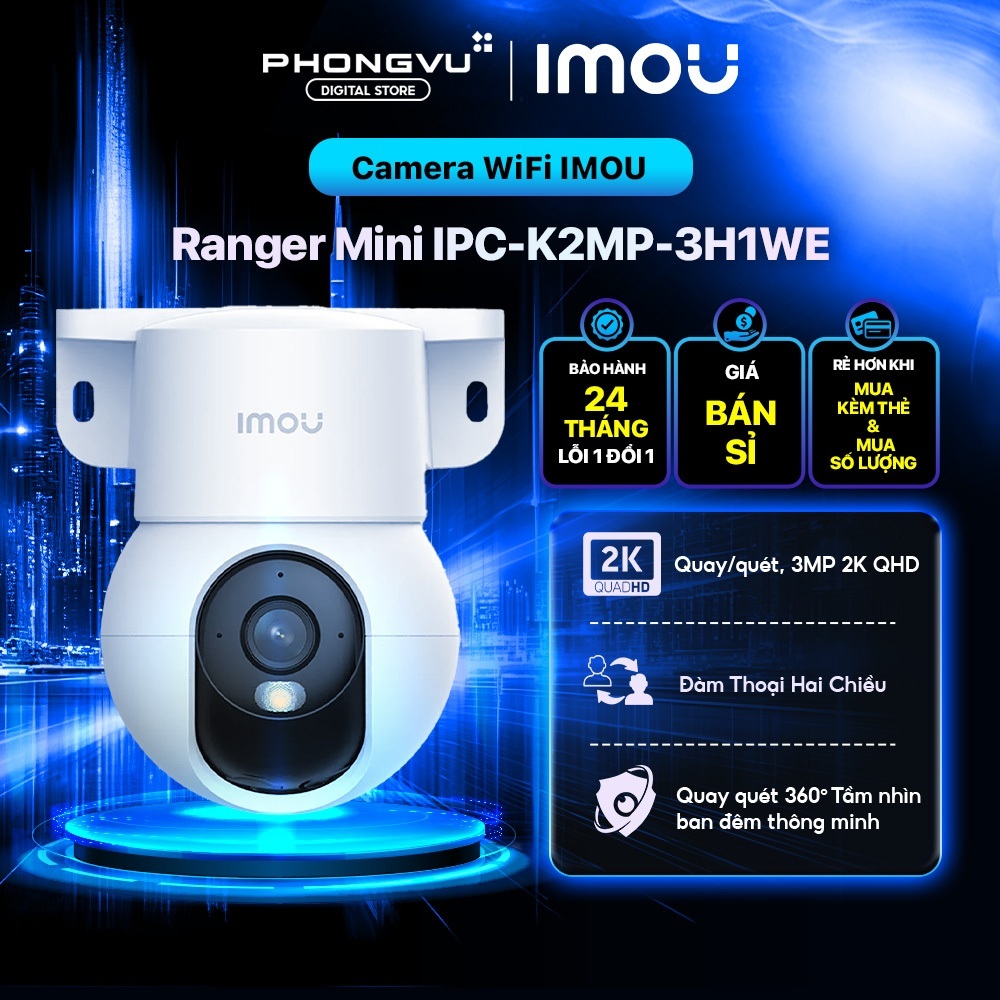 Camera Wifi Imou Ranger Mini IPC-K2MP-3H1WE 3MP 2K QHD - Quay Quét 355° - WiFi 6 - Bảo Hành 24 Tháng | BigBuy360 - bigbuy360.vn