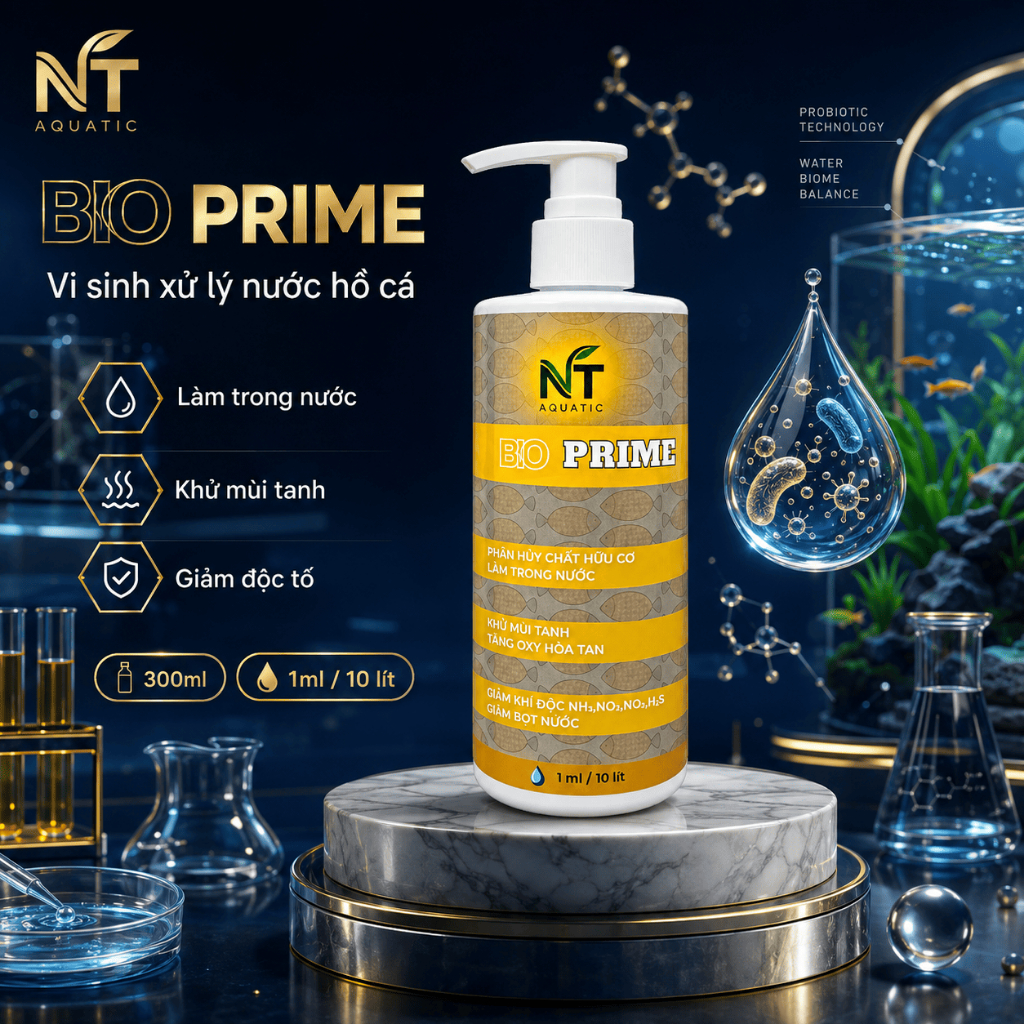 Vi Sinh Xử Lý Nước Cho Bể Cá Cảnh BIO PRIME NT AQUATIC - Làm Trong Nước, Khử Mùi Tanh [ 300/500ml ]