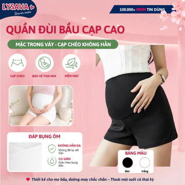 Quần Đùi Bầu LYSAVA Mặc Trong Váy Kín Đáo Chất Vải Umi Hàn Quốc - Quần Short Bầu Cạp Chéo Không Gò Bụng Cho Mẹ Bầu, QD6