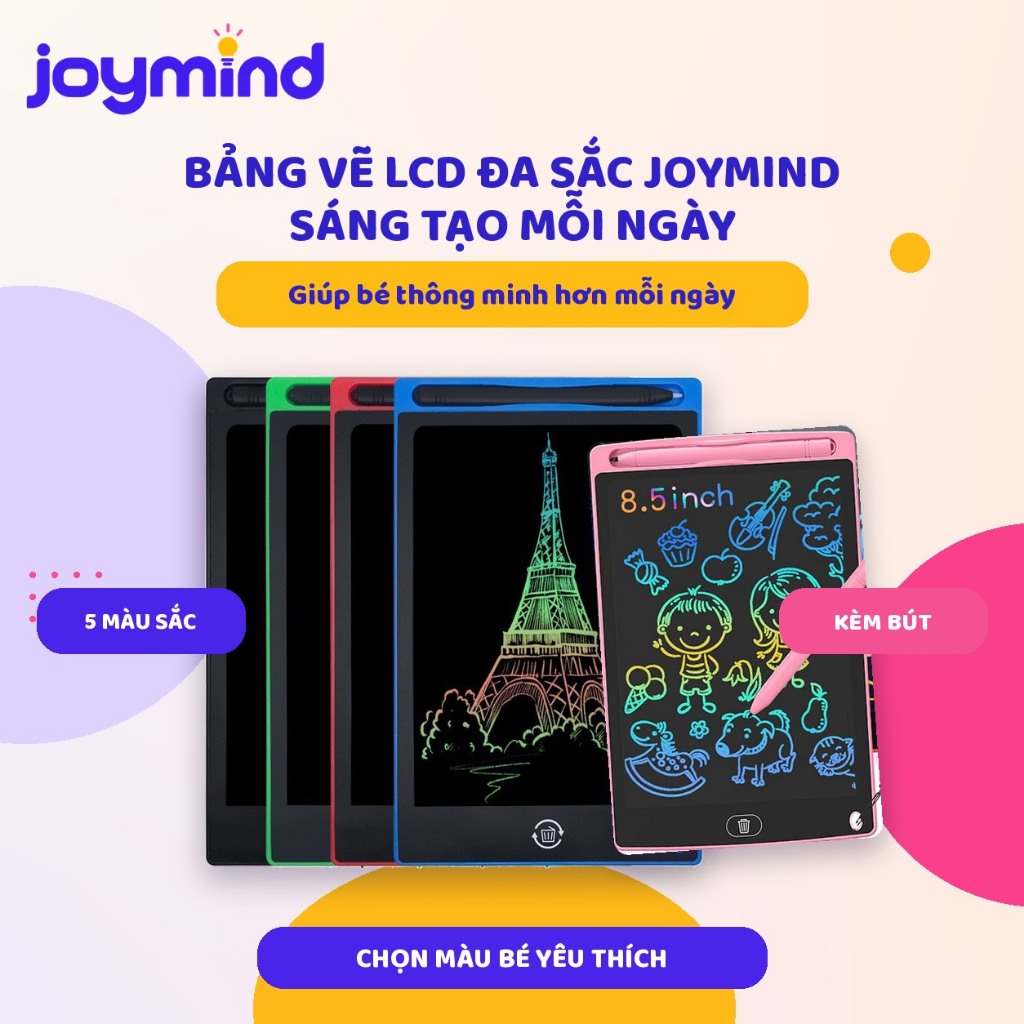 Bảng Vẽ Viết Điện Tử LCD Thông Minh Tự Xóa JOYMIND Giúp Bé Thúc ẩy Tư Duy Sáng Tạo 8.5-16 Inch