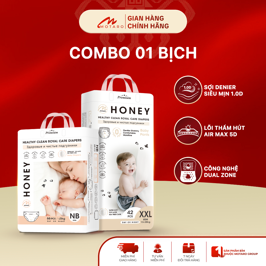 [GIÁ TỐT] 1 Bịch Tã Bỉm Honey Premium Chính Hãng Đủ Size Dán QUần Cho Bé