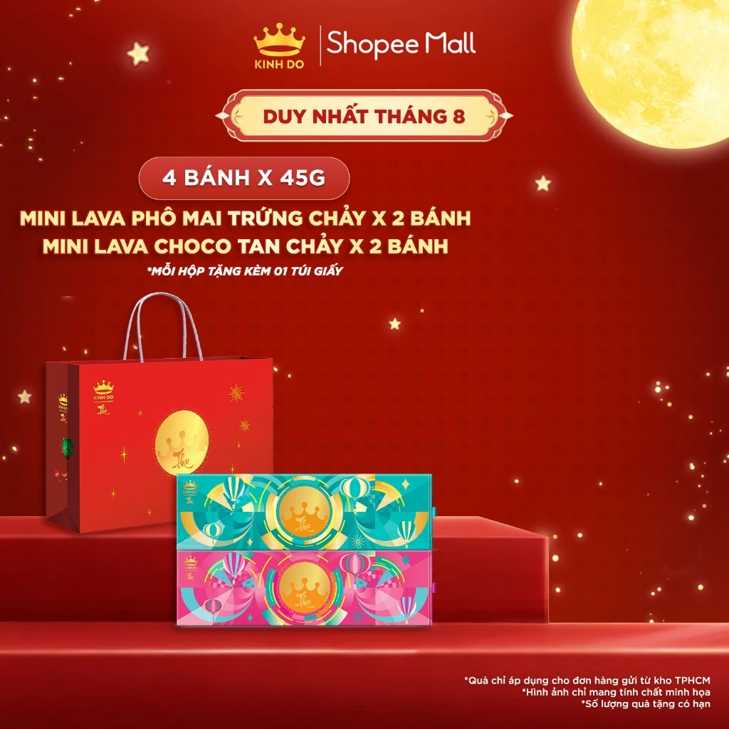 Hộp bánh trung thu Kinh Đô cao cấp - Mini Lava (4 bánh x 45g)