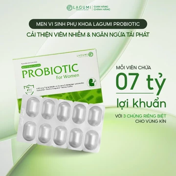 Men vi sinh phụ nữ LAGUMI PROBIOTIC bổ sung 7 tỷ lợi khuẩn, cân bằng pH và hệ khuẩn, hộp 10v
