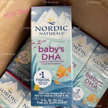[Hàng Mỹ] Dầu Cá Cho Bé Nordic Naturals Baby's DHA - Bổ Sung DHA & Vitamin D3 Cho Trẻ Tốt Cho Não Bộ & Thị Giác (60ml)