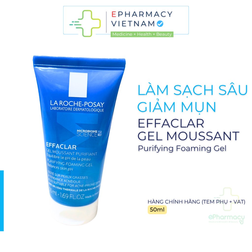 Sữa Rửa Mặt LA ROCHE-POSAY Effaclar Purifying Foaming Giúp Làm Sạch Sâu Cho Da Dầu Mụn 50ml