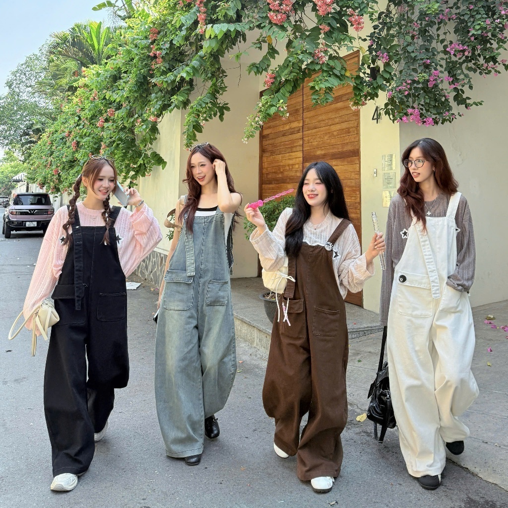[Deal Độc Quyền ShopeeVIP] Quần Yếm Jean Nữ Ống Cong Form Rộng Unisex Nam Nữ Yếm Bò Denim Dày Dặn | SSSTORE.Aesthetic | BigBuy360 - bigbuy360.vn
