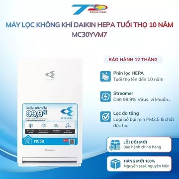 Máy Lọc Không Khí Daikin Diệt Khuẩn Lọc PM2.5 HEPA Tuổi Thọ 10 Năm MC30YVM7|Bảo Hành Chính Hãng