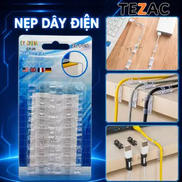 Nẹp Dây Điện Có Keo Dán Tường CY20, Kẹp Dây Điện Cố Định Và Giữ Dây Điện An Toàn, Dễ Lắp Đặt - TEZAC Shop