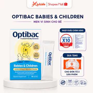 Men Vi Sinh Optibac Babies & Children - Bổ sung men vi sinh & chất xơ, vitamin D3 cho trẻ em từ 0 -12 tuổi