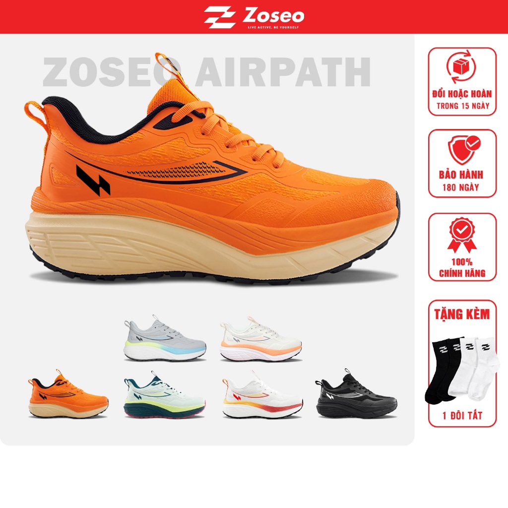 Giày thể thao chạy bộ nam nữ Zoseo Airpath.Giày Basic Running đế EVA nhẹ êm, nẩy vượt trội, upper thoáng khí size 35-46