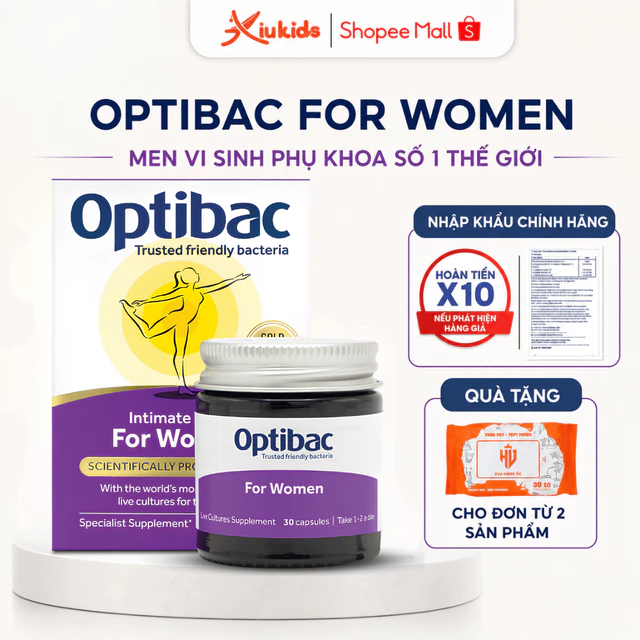 Men Vi Sinh Phụ Khoa Optibac tím For Women bổ sung lợi khuẩn chăm sóc vùng kín, tăng sức đề kháng phụ nữ