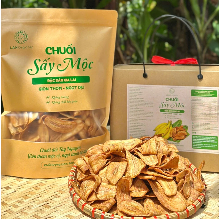 Chuối sấy mộc nguyên vị, không đường, không chất bảo quản ,Đồ Ăn Vặt Ngon Healthy