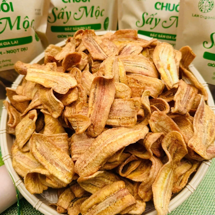 Chuối sấy mộc nguyên vị, không đường, không chất bảo quản ,Đồ Ăn Vặt Ngon Healthy