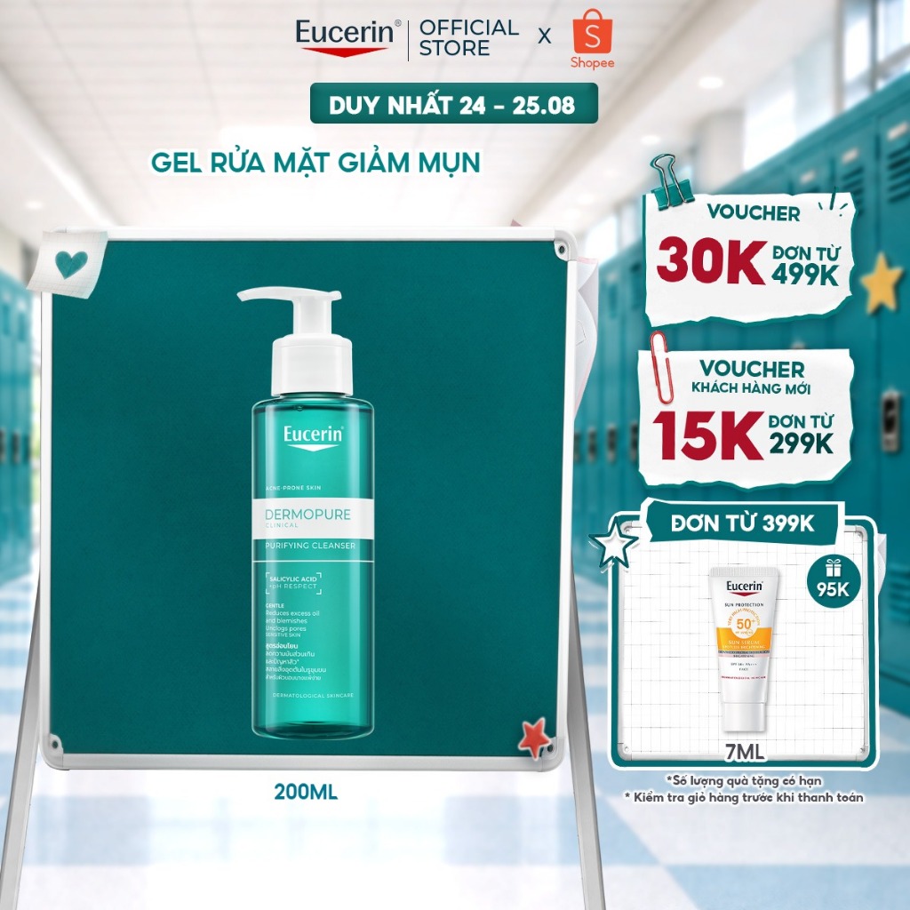 Gel rửa mặt cho da dầu mụn Eucerin® DermoPure Clinical Purifying Cleanser 200ml | Skincare