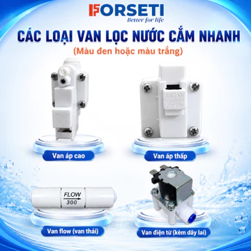 Combo Linh kiện máy lọc nước (BH 1 đổi 1) Van Điện Từ, Van Áp Cao, Van Áp Thấp, Van Flow Thải cho máy RO