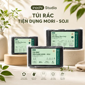 Túi rác tự huỷ sinh học Inochi có quai tiện dụng dạng cuộn nhiều màu, mùi hương dài và dai hơn 20%