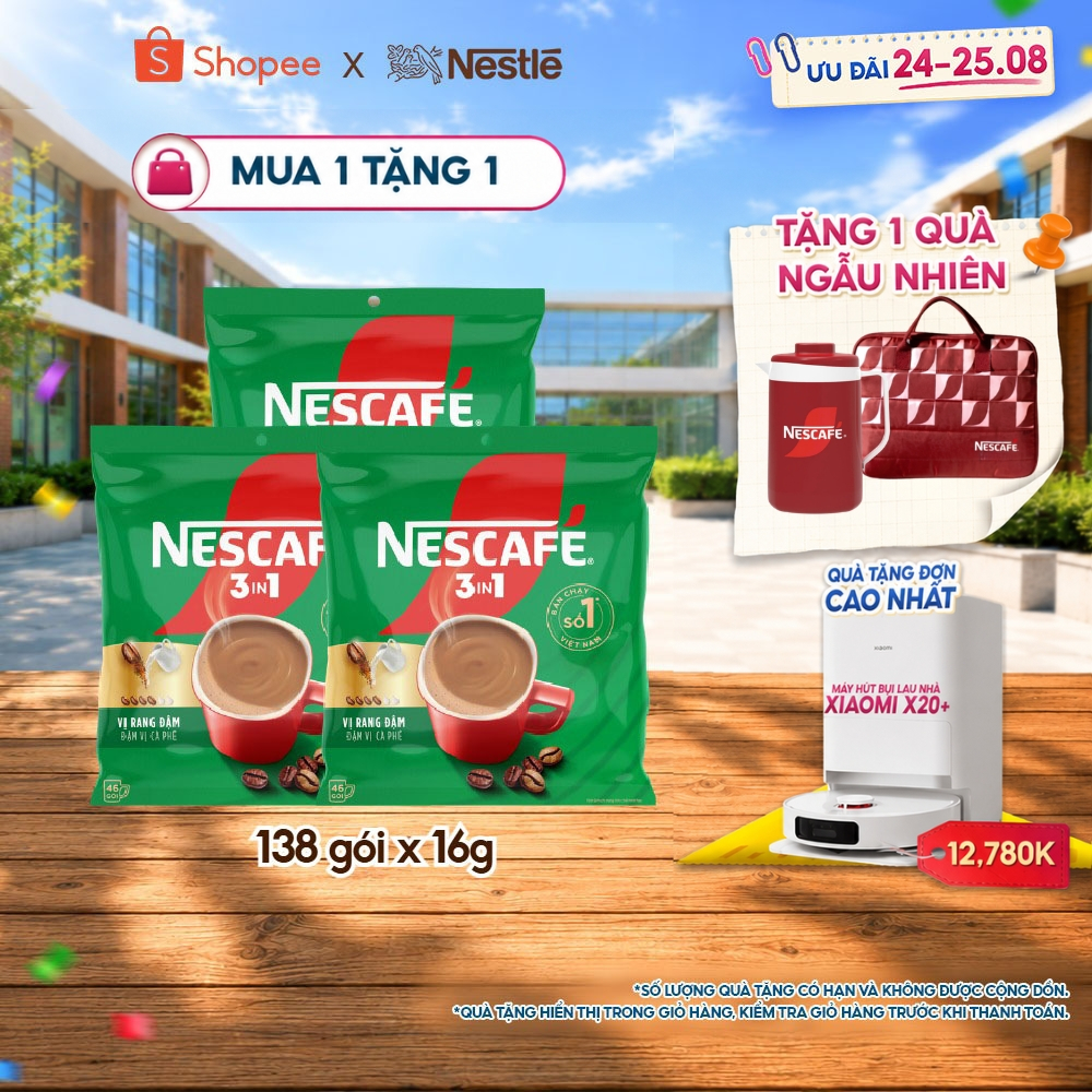 Combo 3 Bịch Cà phê Hòa tan NESCAFÉ VỊ RANG ĐẬM 46 gói Đậm Thơm Hoàn Hảo