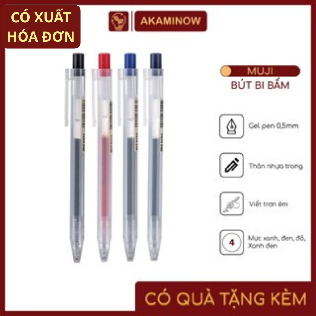 Bút gel bấm Muji ngòi 0,5 mm chính hãng