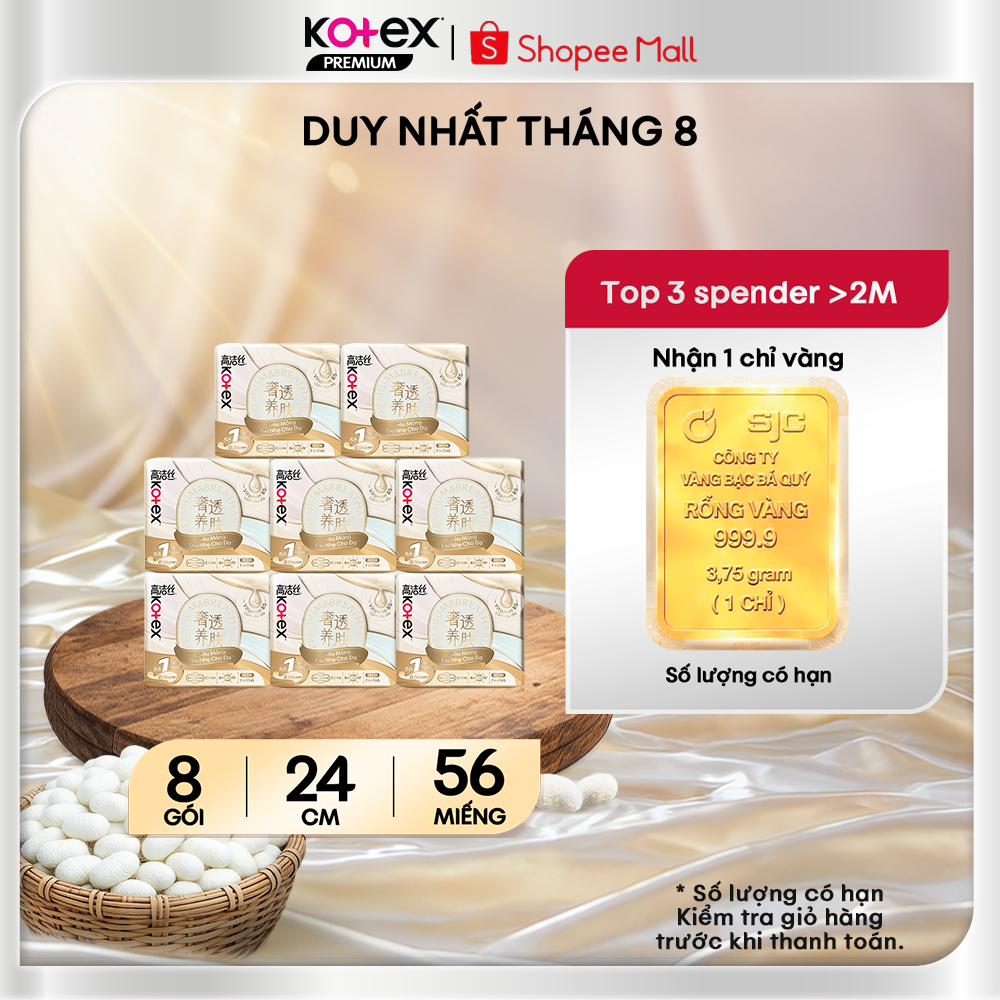 [KOL LIVE] Combo 8 gói Băng Vệ Sinh Kotex Nhập Khẩu Cicada Siêu Mỏng Cánh 24cm 7 miếng