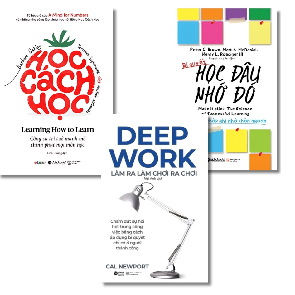 Sách Bí Quyết Học Đâu Nhớ Đó + Học Cách Học - Learning How To Learn + Deep Work - Làm Ra Làm (Alpha Book) - Lẻ/Combo | BigBuy360 - bigbuy360.vn