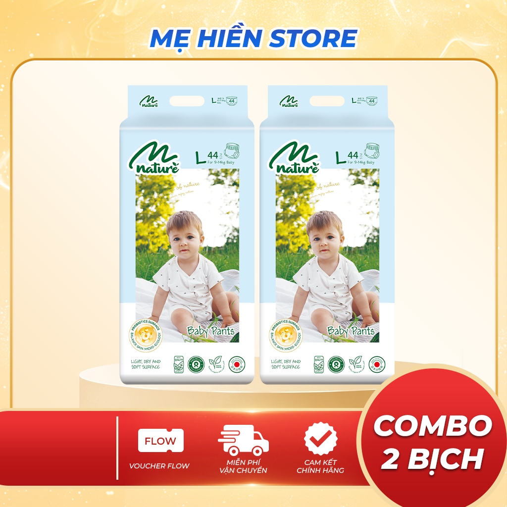 [Combo 2 Bịch] Tã Bỉm Momo Nature Chính Hãng, Bỉm Dán Quần Mềm Mỏng Full Size [Mẫu Mới]