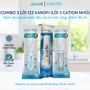 Combo 3 Lõi Lọc Thô 123 (Lõi 2 CTO Lưới) Karofi Livotec - Dùng Cho Model S-S038, O-P1310