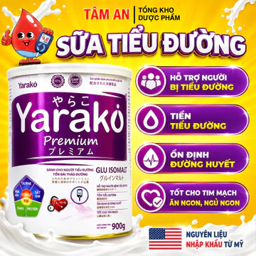 Sữa bột tiểu đường YARAKO PREMIUM GLU ISOMALT, Dinh Dưỡng Cho Người Tiểu Đường, Tiền Đái Tháo Đường