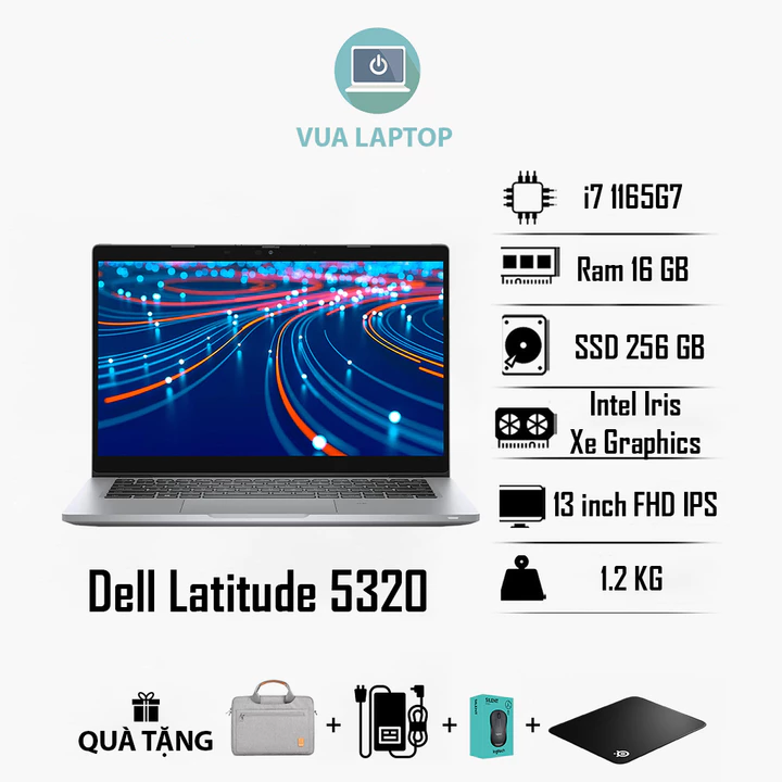 Laptop Dell Latitude 5320 Core i7 Gen 11 | RAM 16GB | Màn 13.3" FHD | Máy Văn Phòng Siêu Nhỏ Gọn, Mạnh Mẽ, Bền Bỉ