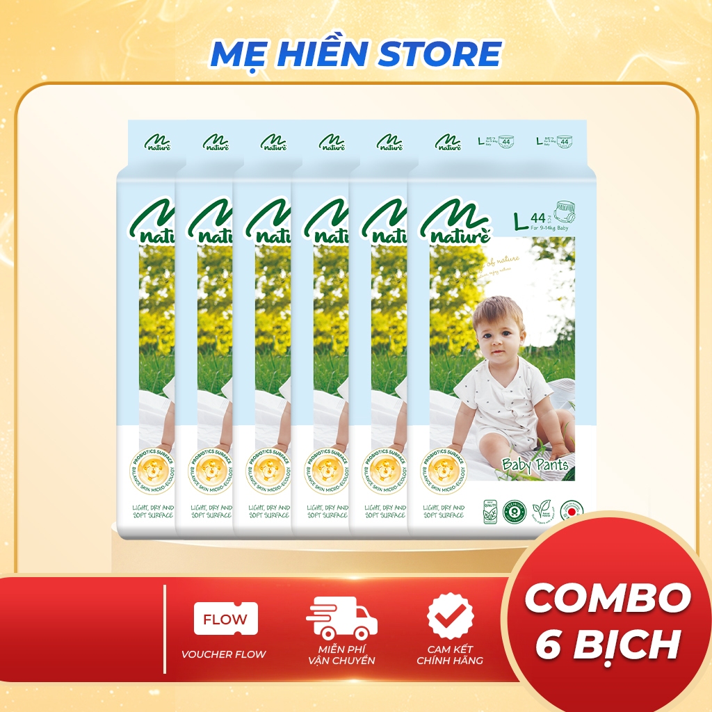 [Combo 6 bịch] Momo Nature tã dán bỉm quần cho bé, sản phẩm chính hãng date mới