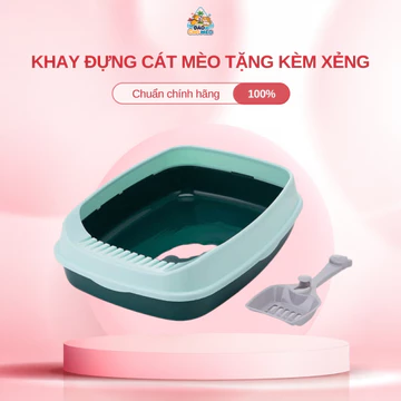 Chậu cát vệ sinh mèo Khay vệ sinh cho mèo, Khay đựng cát mèo tặng kèm xẻng - Đảo Chó Mèo