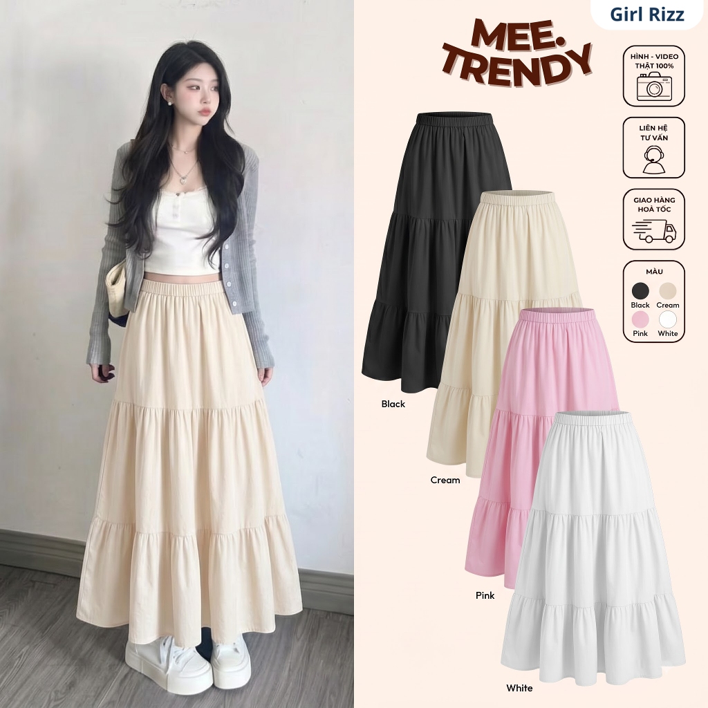 Chân Váy Maxi Nữ Dáng Dài Xòe Nhẹ Cạp Chun Co Giãn Vải Mềm Mịn Thoáng Mát Thanh Lịch Dễ Phối Đồ CV004B