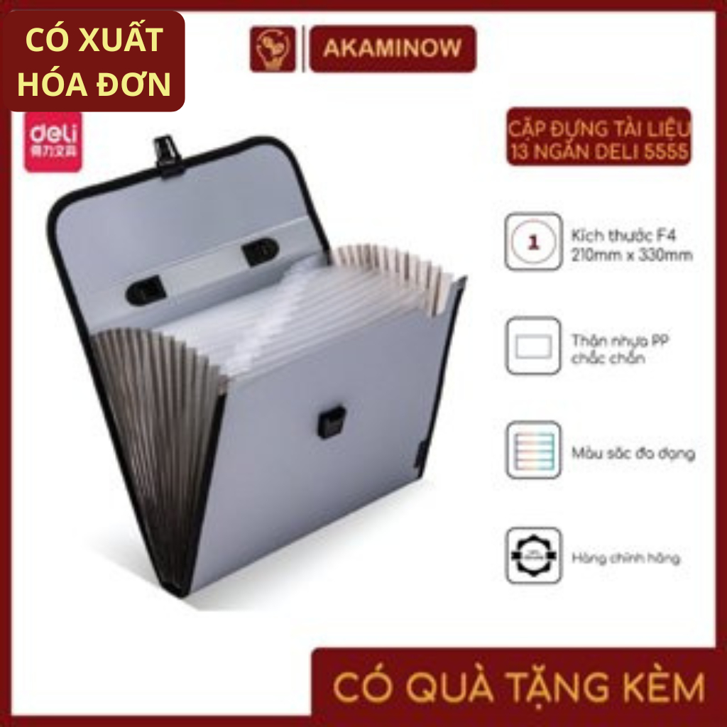 Cặp đựng tài liệu 13 ngăn deli 5555