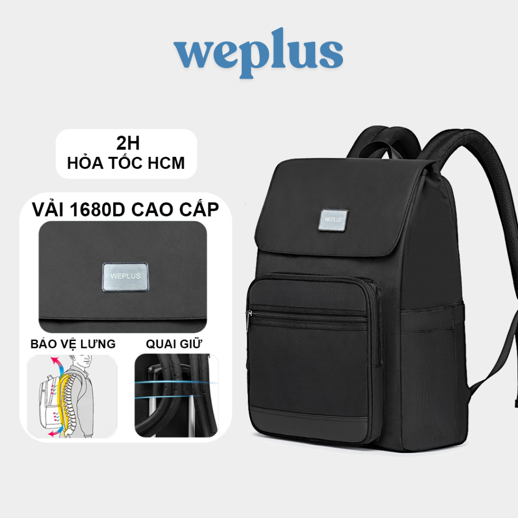 Balo Nam Weplus Vải 1680D Cao Cấp Có Ngăn Đựng Laptop 16inch Phù Hợp Đi Lại Ngắn Ngày WPB2056
