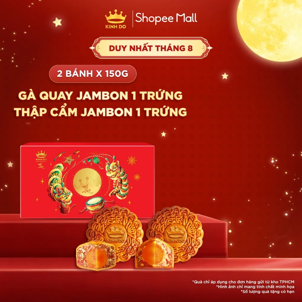 Hộp 2 bánh trung thu Kinh Đô "Team Thập Cẩm" 1 trứng 150g - Chọn vị