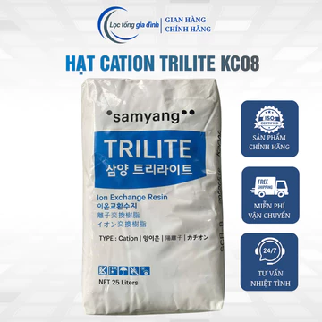 Hạt Cation Trilite KCO8 Hàn Quốc Chính Hãng, Hạt Nhựa Trao Đổi Ion Làm Mềm Nước, Xử Lý Canxi Magie (Bao 25 lít)