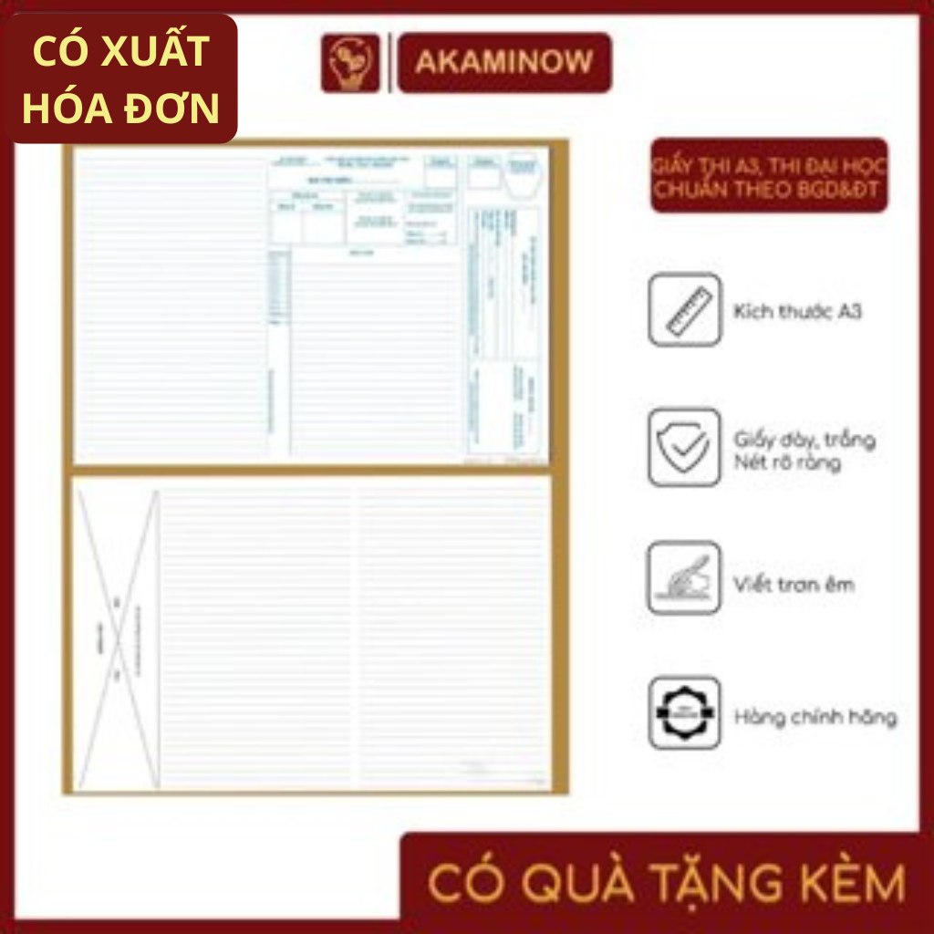 Giấy thi đại học, giấy thi khổ A3 chuẩn mẫu bộ giáo dục