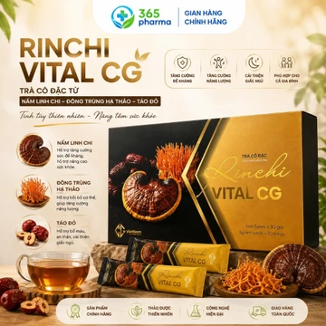 Trà thảo dược Nấm Linh chi, Đông trùng hạ thảo, Táo Đỏ Rinchi Vital CG tốt cho huyết áp, tiểu đường, mỡ máu