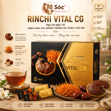 [Gói dùng thử] Trà thảo dược Rinchi Vital CG Nấm Linh chi, Đông trùng hạ thảo, Táo Đỏ tốt huyết áp, tiểu đường, mỡ máu