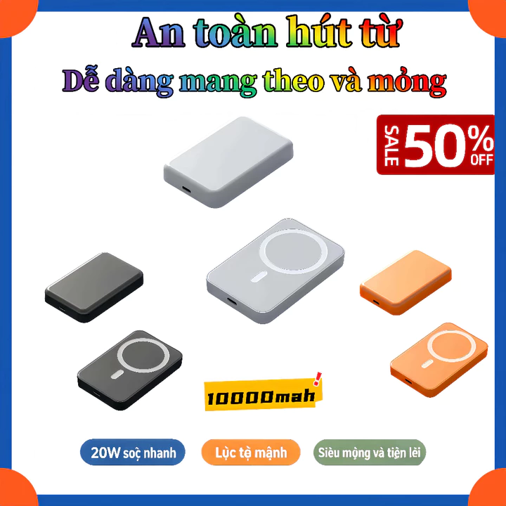 Sạc Dự Phòng Không Dây Từ Tính Sạc Nhanh Pin 10000mah,Pin sạc dự phòng không dây mini hỗ chất lượng tốt HOT