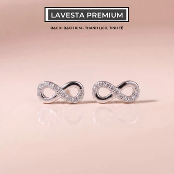 Bông tai nữ bạc xi bạch kim cao cấp LAVESTA LAV251 Cinny thiết kế vô cực biểu tượng tình yêu vĩnh cửu và không giới hạn