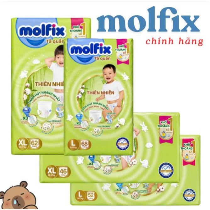 tã,bỉm quần  Molfix M76,L68,XL62,XXL56 đủ size cho bé siêu thấm hút ,khô thoáng