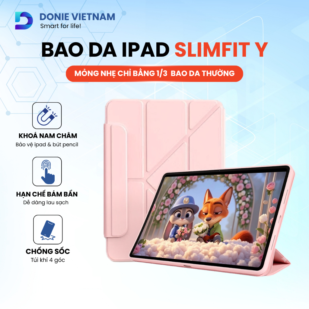 [Mới 2026 - Toàn Diện] Bao Da Ipad Slimfit Y Siêu Mỏng Nhẹ Chống Sốc & Hạn Chế Bám Bẩn Cho Ipad Gen10/11 Pro Air P10