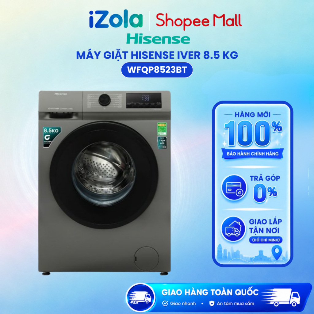 WFQP8523BT  - Máy giặt Hisense Inverter 8.5 kg WFQP8523BT - Hàng chính hãng