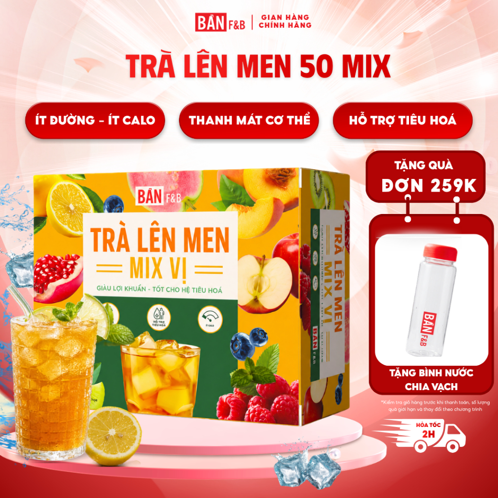 [BÁN CHẠY]Trà Lên Men,Trà Kombucha Mix Vị Dạng Gói Bổ Sung Lợi Khuẩn, Trà Trái Cây Giải Khát Tốt Cho Hệ Tiêu Hóa-Bản F&B