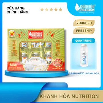 Hộp Quà Tặng Yến Sào Cao Cấp 25% Chưng Đường Phèn / Nhân Sâm Hàn Quốc - Khánh Hòa Nutrition - Hộp 6 Lọ x 70ML