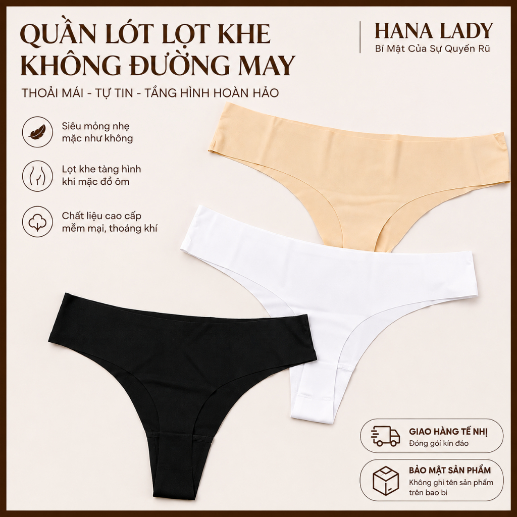 Quần lót lọt khe su đúc, quần lót nữ không đường may thông hơi tàn hình LK098