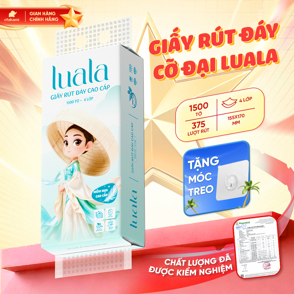 Khăn Giấy Rút Đáy Cao Cấp 1500 Tờ LUALA Mềm Mịn Dai Giấy Rút Treo Tường Đa Năng An Toàn Cho Da